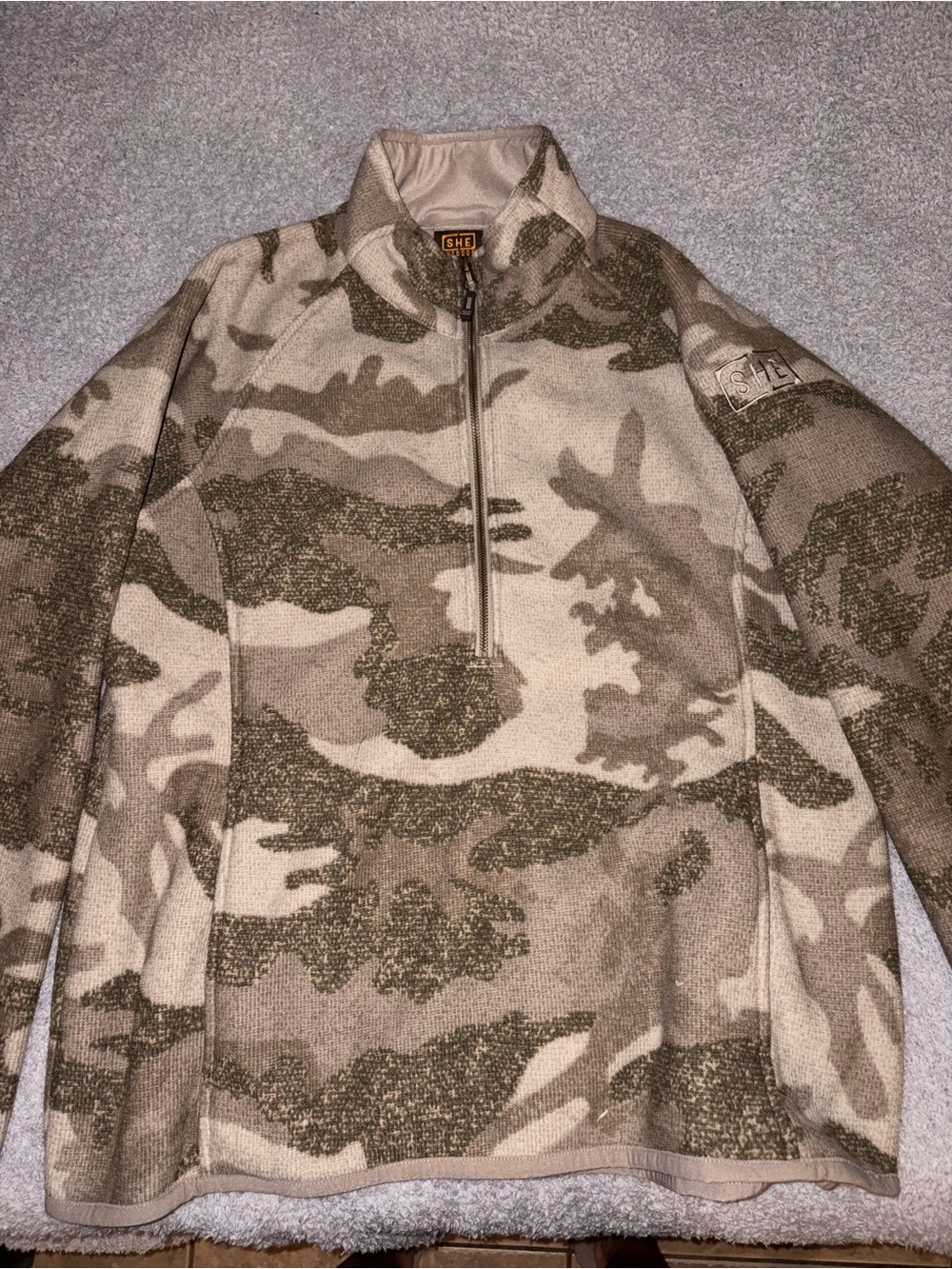 SHE
Tactical Camo Half-Zip Pullover Jacket - Beige/Olive